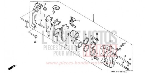 FRONT BRAKE CALIPER NX650M de 1991